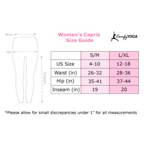 Comfy Yoga Capri Size Guide Comfy Yoga Capri Size Guide
