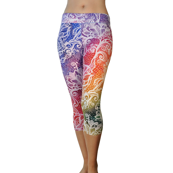 Rainbow Lace Yoga Capris | Comfy Yoga