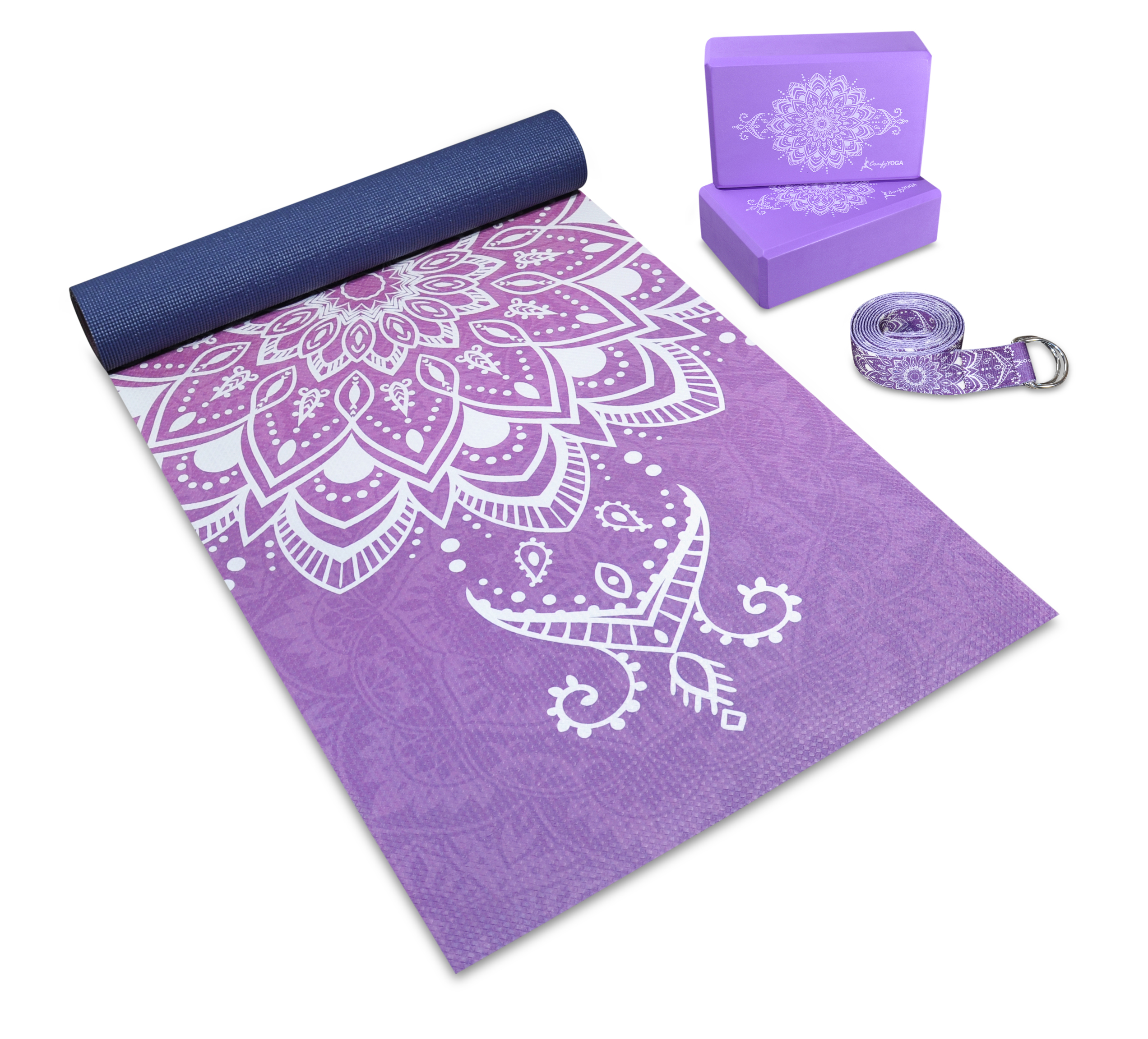Buy Complete Yoga Starter Set. 8 Piece Set With Comfortable Non
