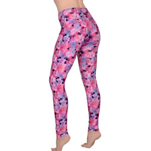 Magenta Blossoms Yoga Leggings with Pockets