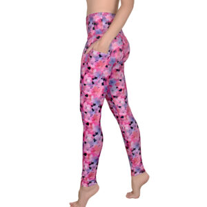 Magenta Blossoms Yoga Leggings with Pockets